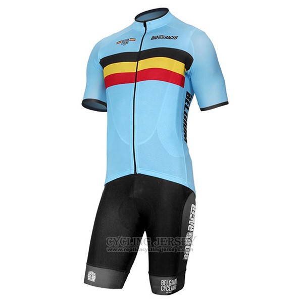 2017 Cycling Jersey Belgium Sky Blue Short Sleeve and Bib Short